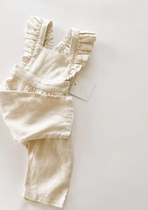Linen Flutter Sleeve Jumpsuit - vanilla