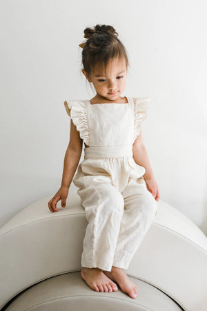 Linen Flutter Sleeve Jumpsuit - vanilla