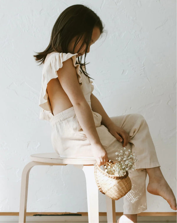 Linen Flutter Sleeve Jumpsuit - vanilla