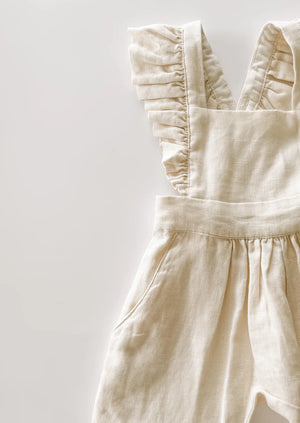 Linen Flutter Sleeve Jumpsuit - vanilla