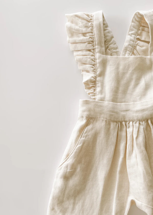 Linen Flutter Sleeve Jumpsuit - vanilla