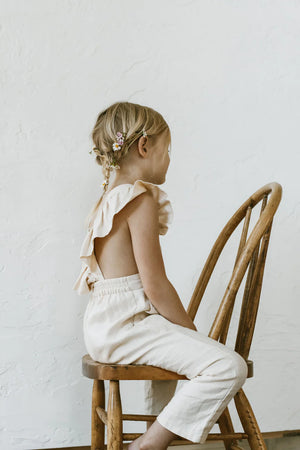 Linen Flutter Sleeve Jumpsuit - vanilla