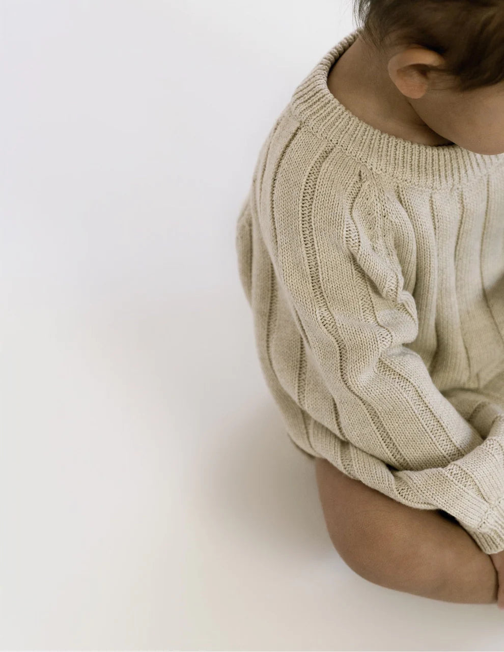 Wide Knit Ribbed Onesie - biscotti