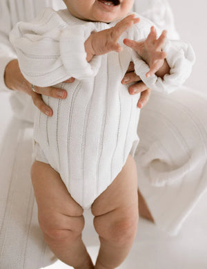 Wide Knit Ribbed Onesie - dove