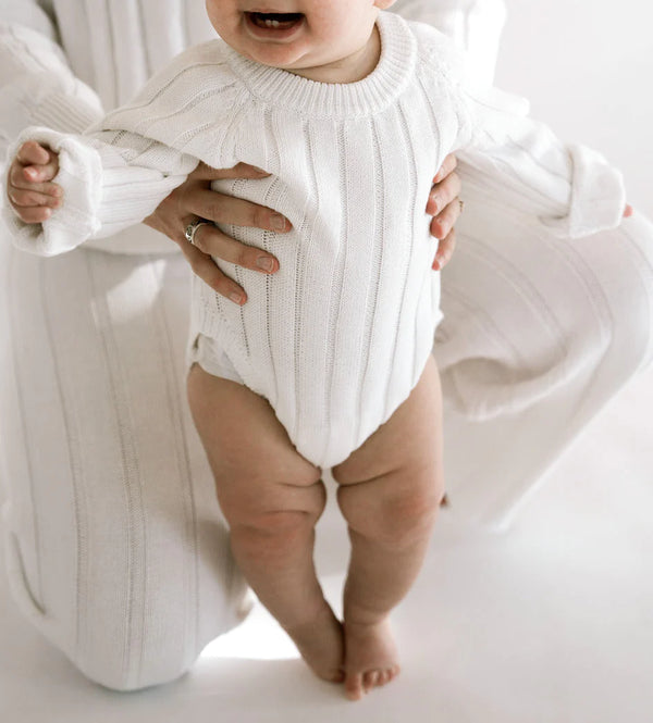 Wide Knit Ribbed Onesie - dove