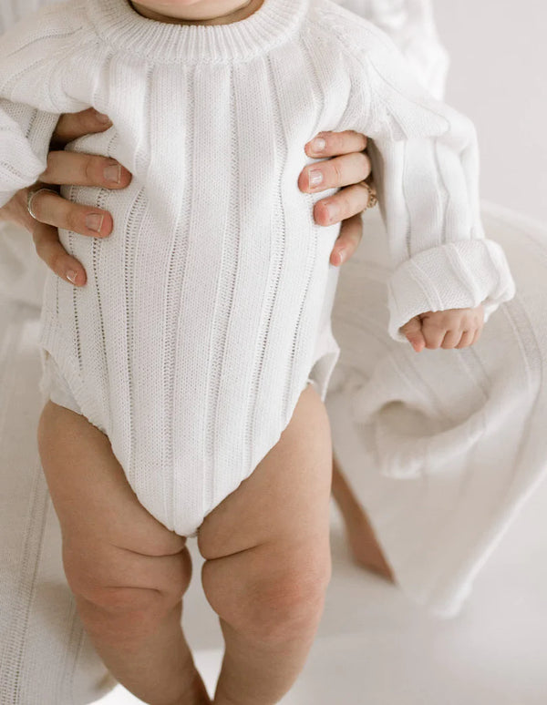 Wide Knit Ribbed Onesie - dove