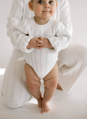 Wide Knit Ribbed Onesie - dove