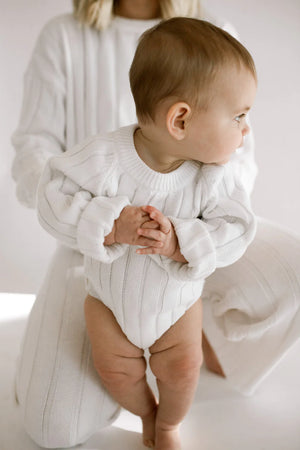 Wide Knit Ribbed Onesie - dove