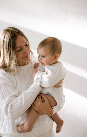 Wide Knit Ribbed Onesie - dove