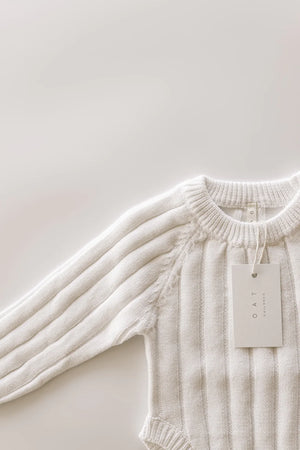 Wide Knit Ribbed Onesie - dove