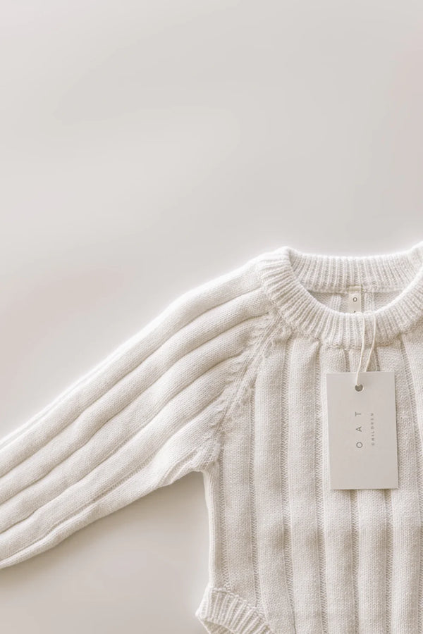 Wide Knit Ribbed Onesie - dove