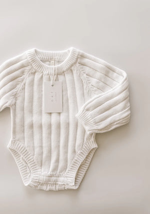 Wide Knit Ribbed Onesie - dove