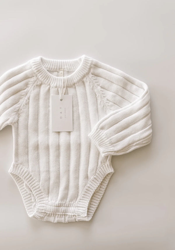 Wide Knit Ribbed Onesie - dove
