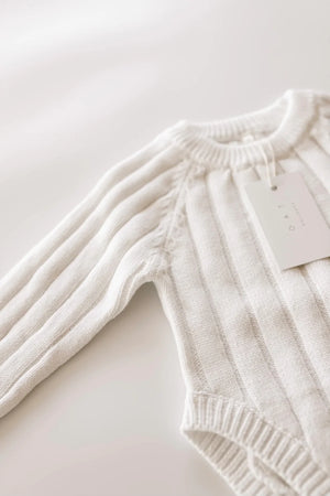 Wide Knit Ribbed Onesie - dove
