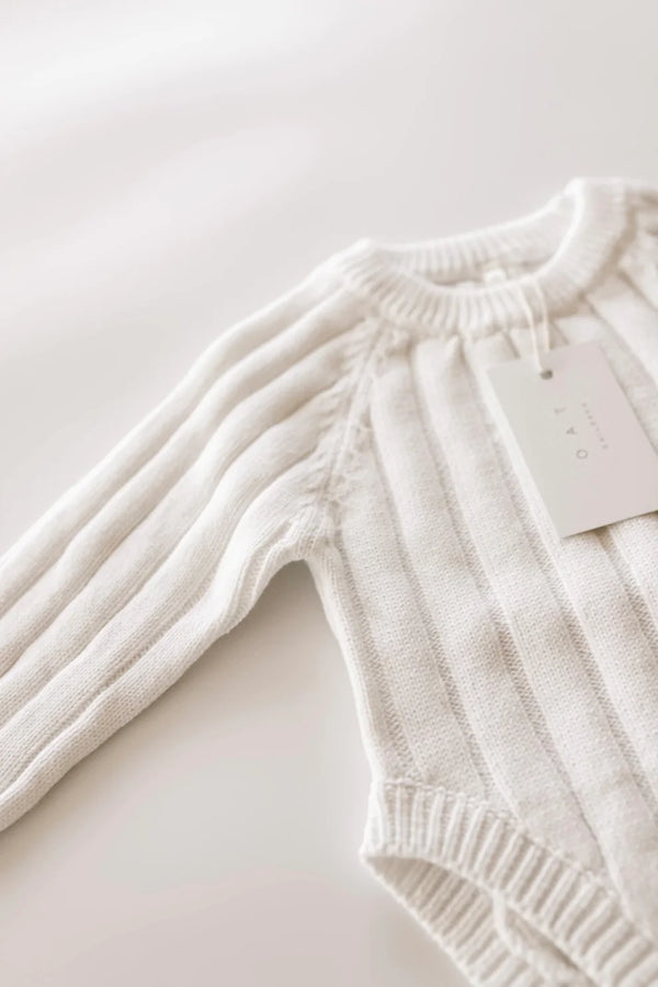 Wide Knit Ribbed Onesie - dove