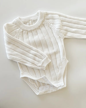 Wide Knit Ribbed Onesie - dove