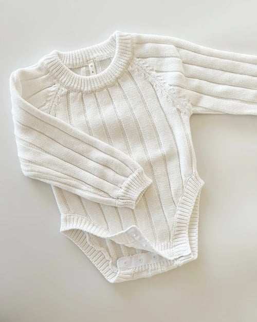 Wide Knit Ribbed Onesie - dove