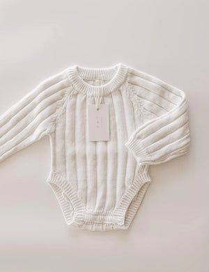 Wide Knit Ribbed Onesie - dove