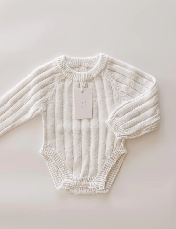 Wide Knit Ribbed Onesie - dove